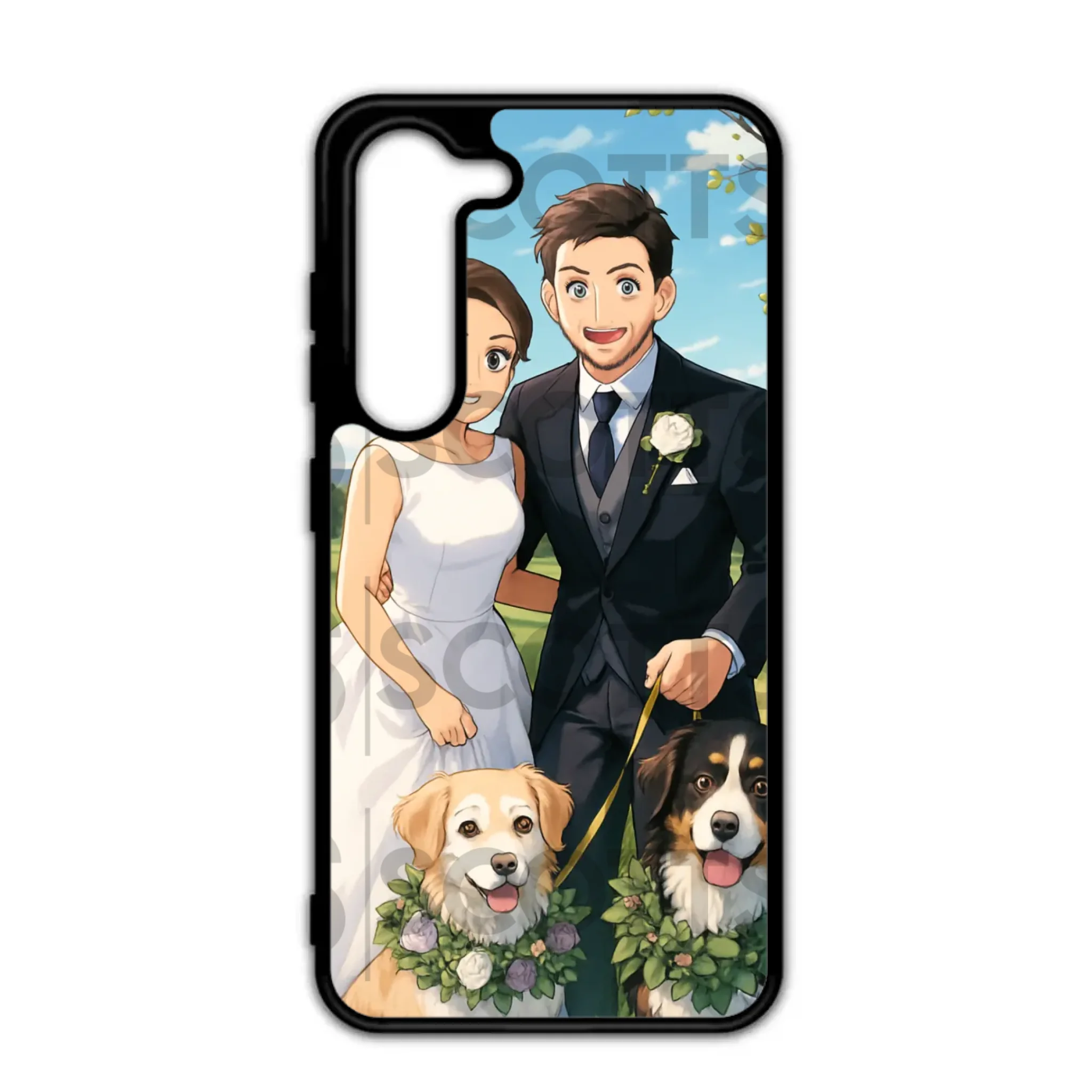 Personalised anime phone case for iPhone port cutout view