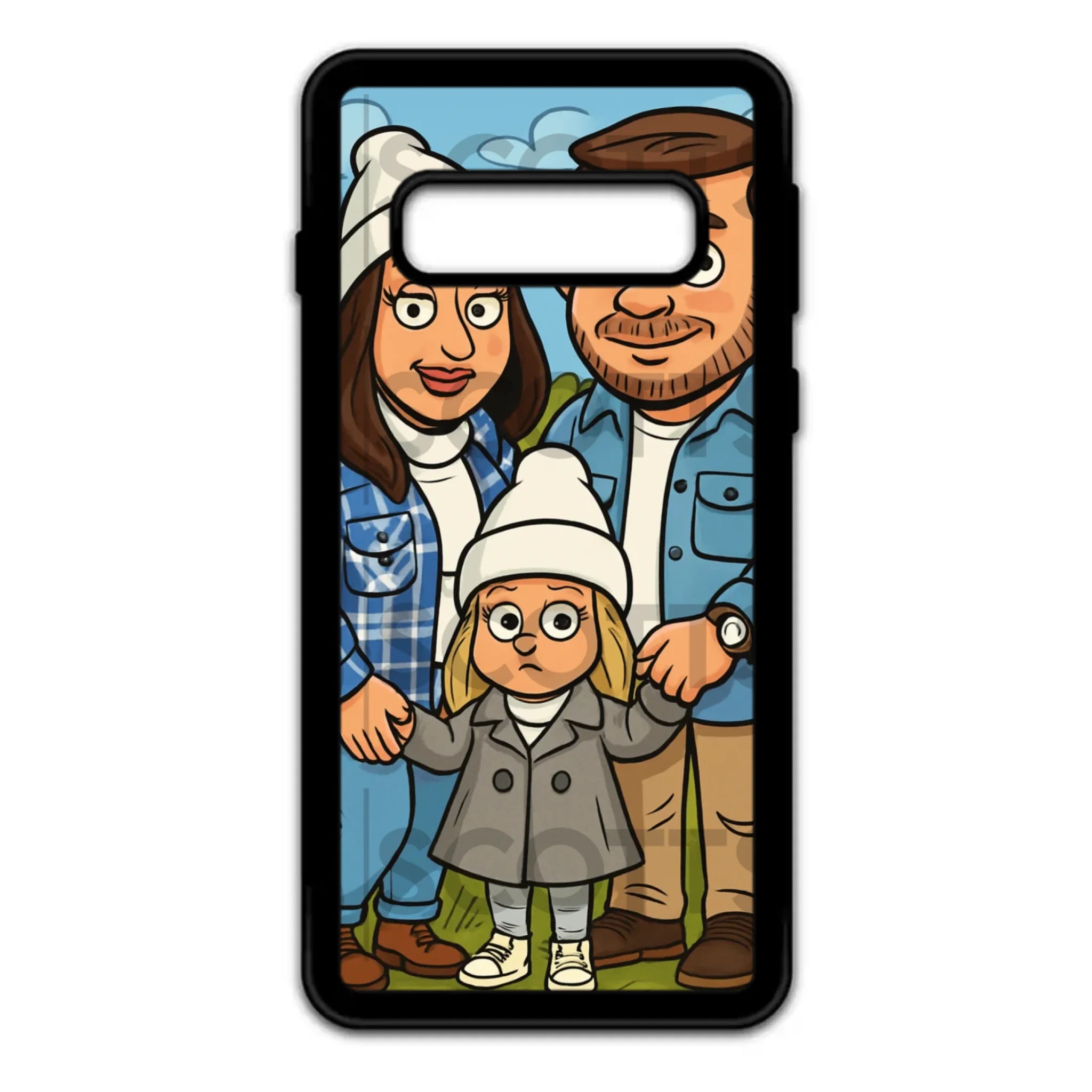 Custom cartoon caricature phone case with slim glossy aluminium back panel