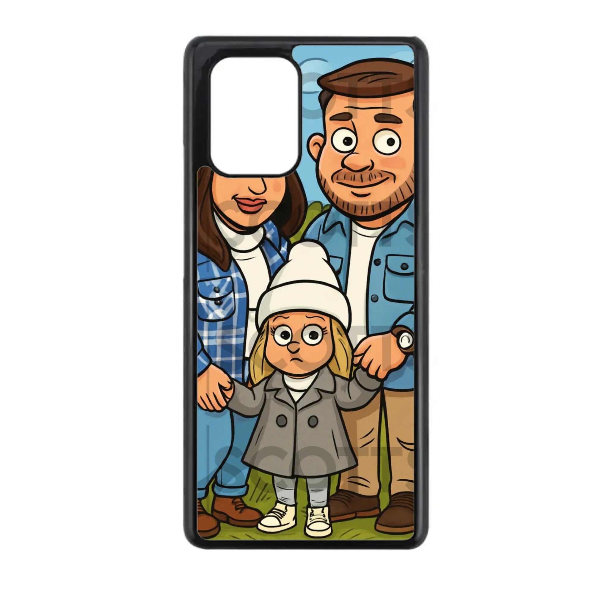 Personalised cartoon phone case with raised screen and camera protection
