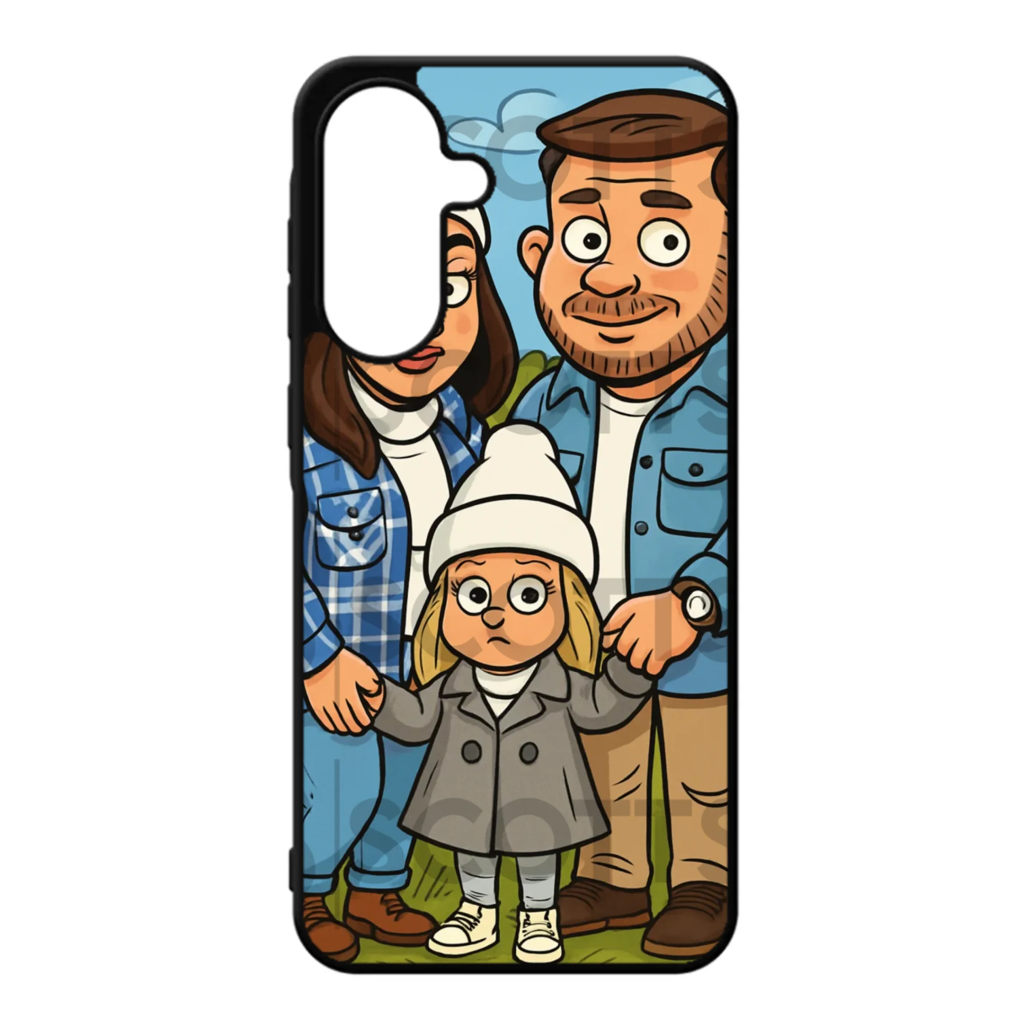 Personalised caricature phone case fitting Samsung Galaxy A36 and A56