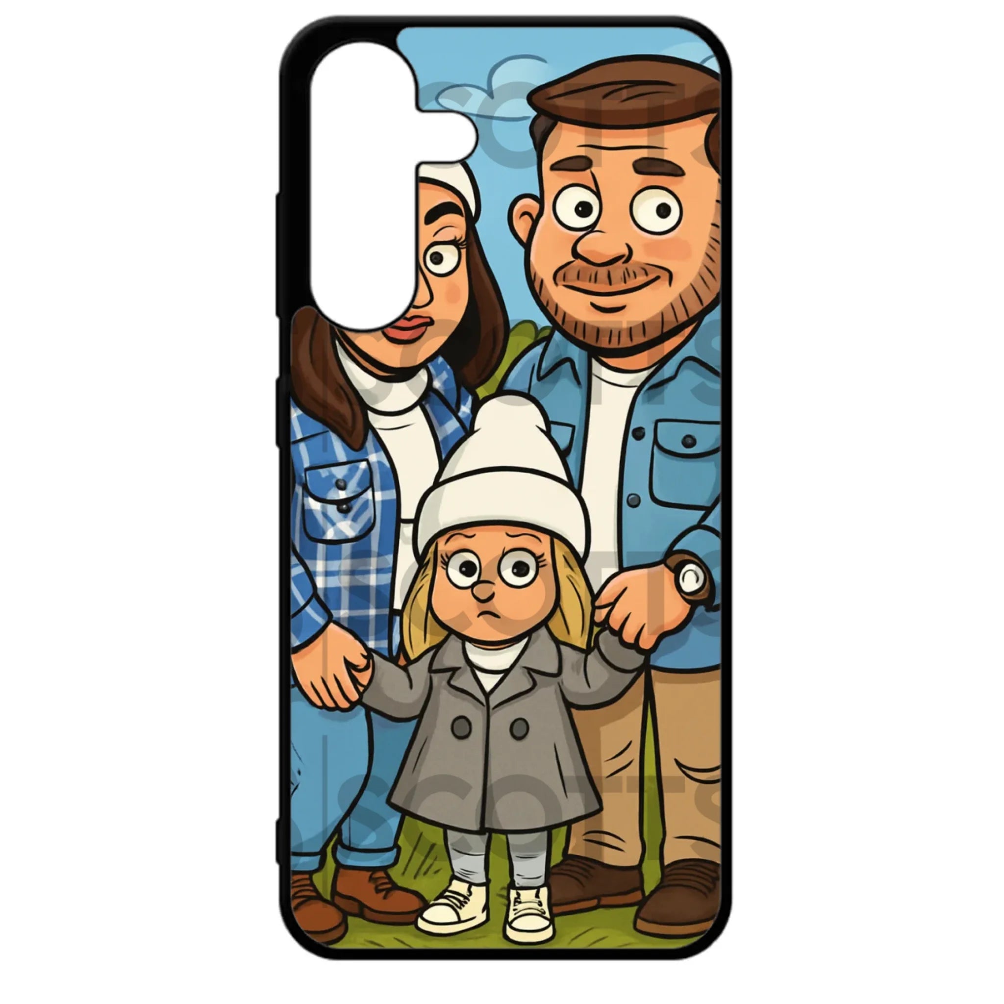 Personalised caricature phone case fitting Samsung Galaxy A25