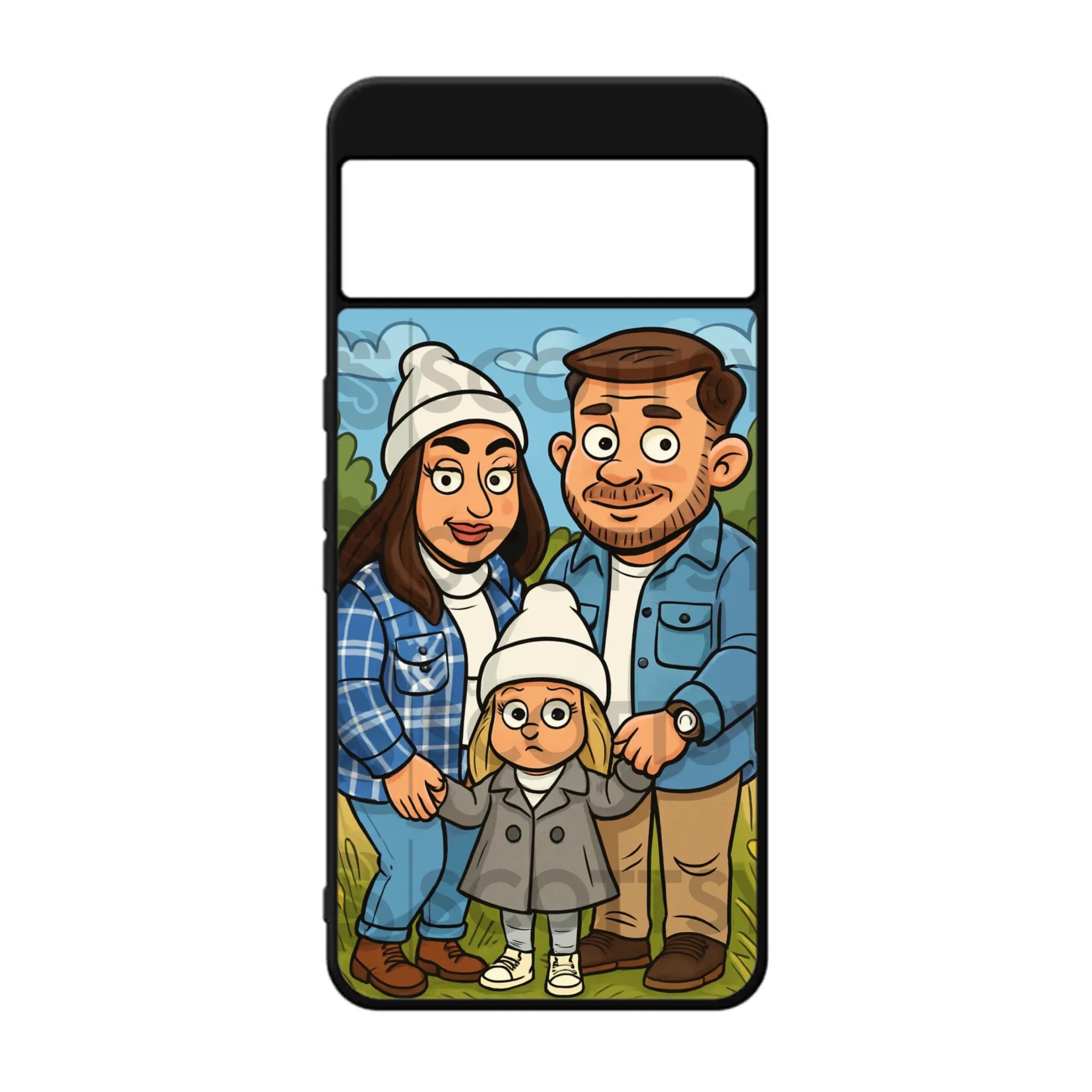 Custom Personalised Cartoon Caricature Animated Rubber TPU Case for iPhone, Samsung & Pixel