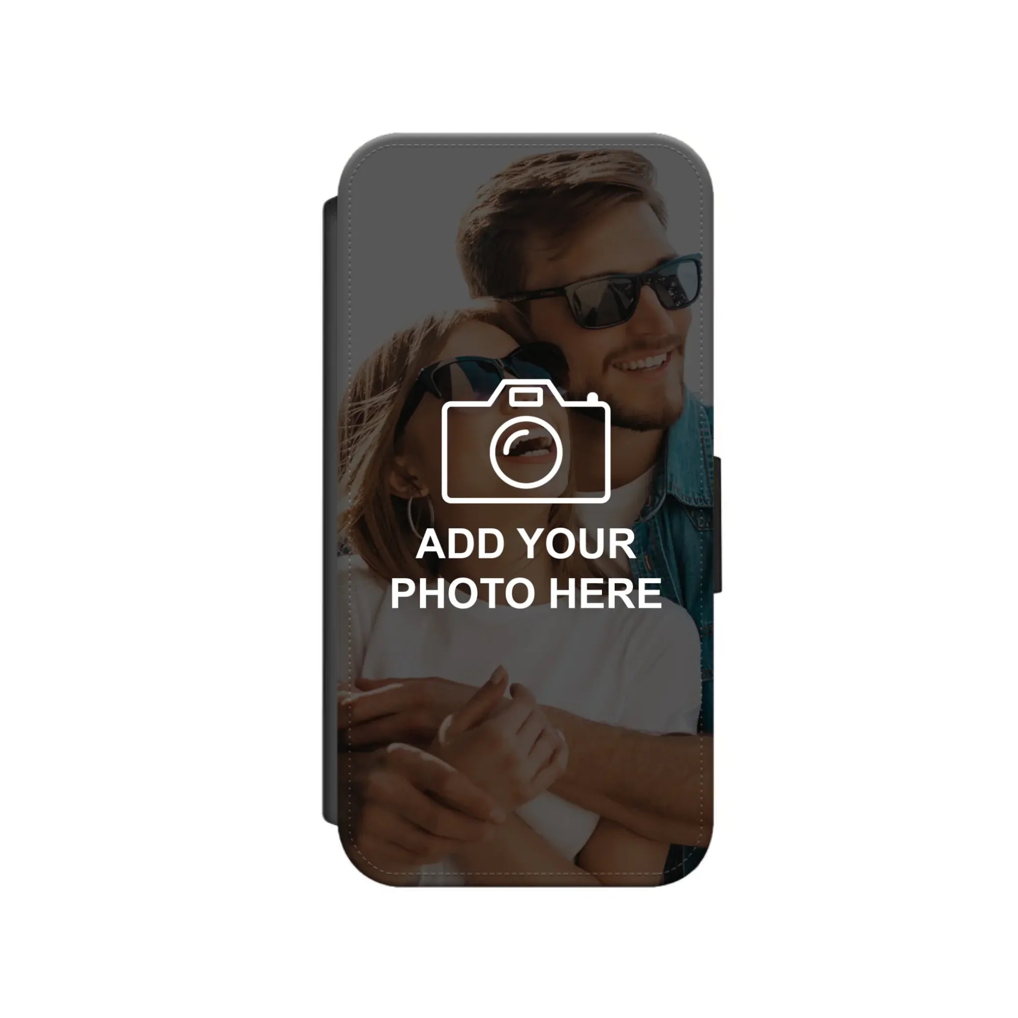 Personalised phone case showing multiple photos arranged in a collage wallet design