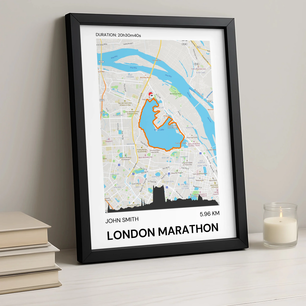 Personalised Running Map Print | Custom Marathon Route Art | GPS Tracker or GPX File Wall Art