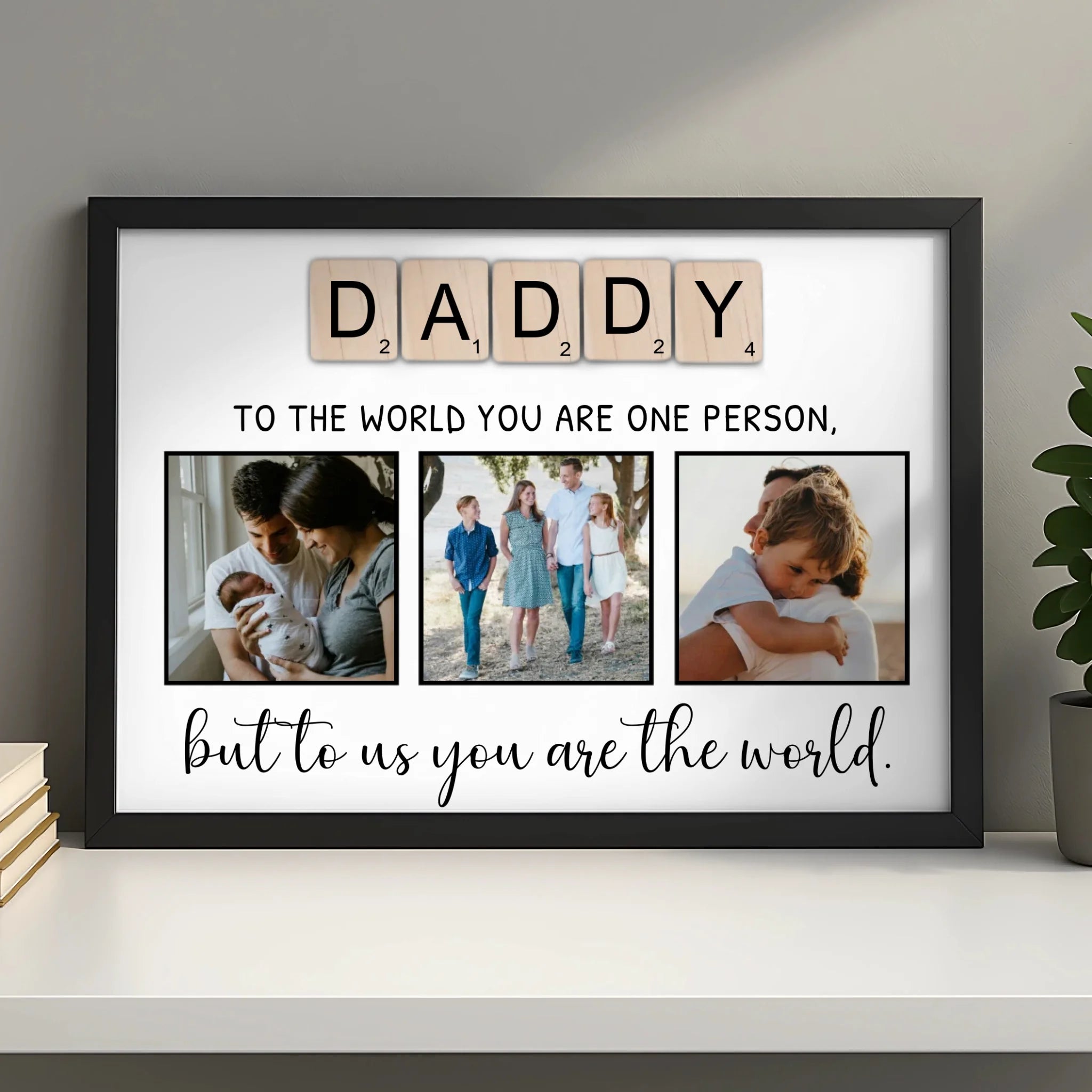 Custom DADDY letter tile photo frame for Father's Day