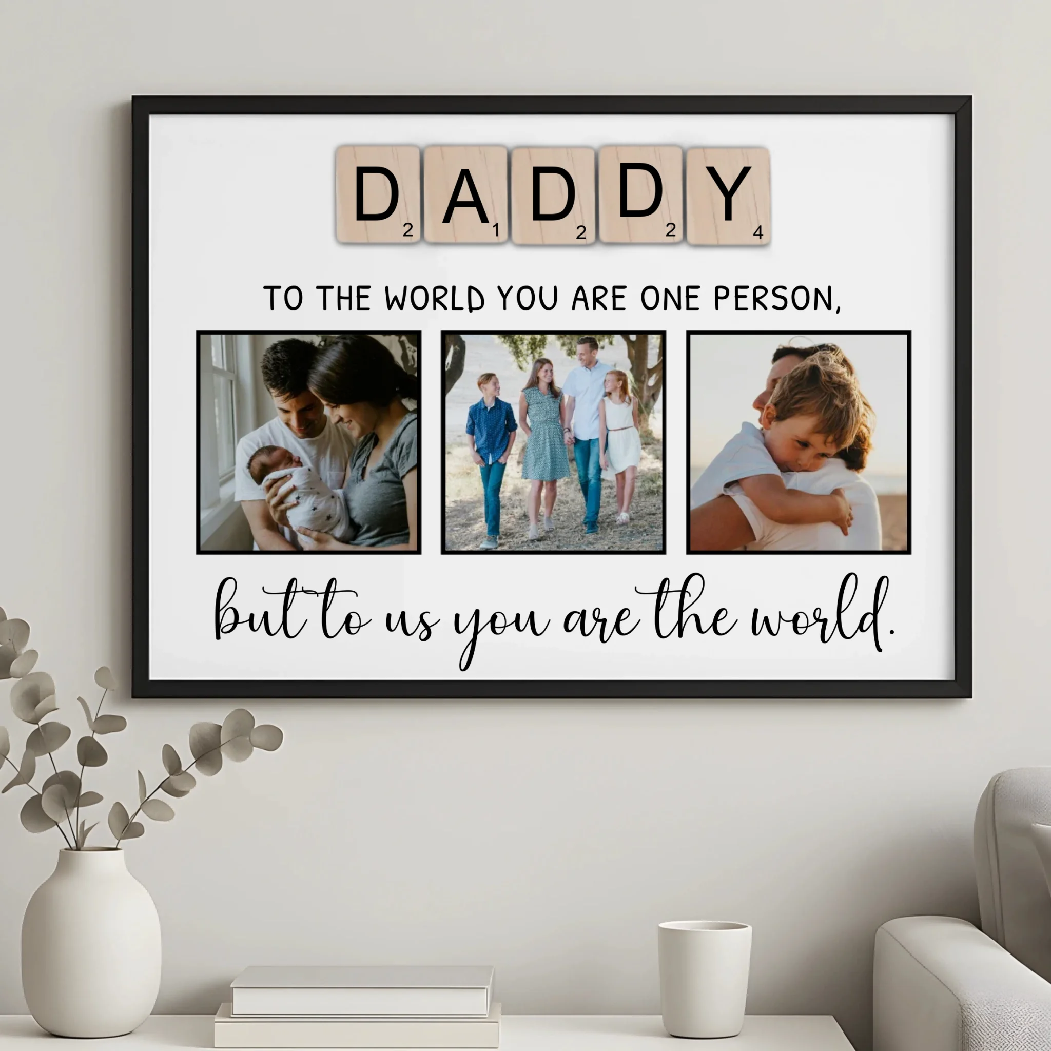 DADDY personalised photo frame showing framing options