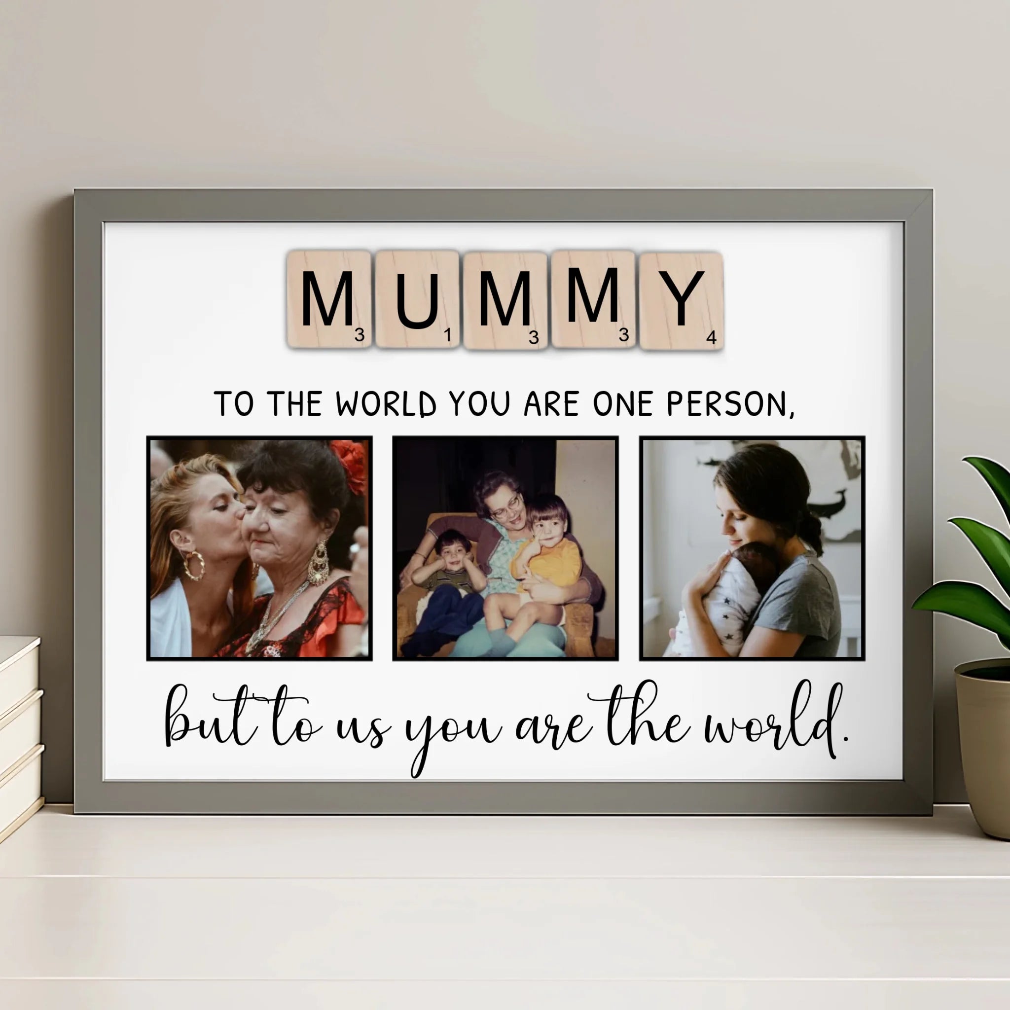 Personalised MUMMY photo frame in grey finish