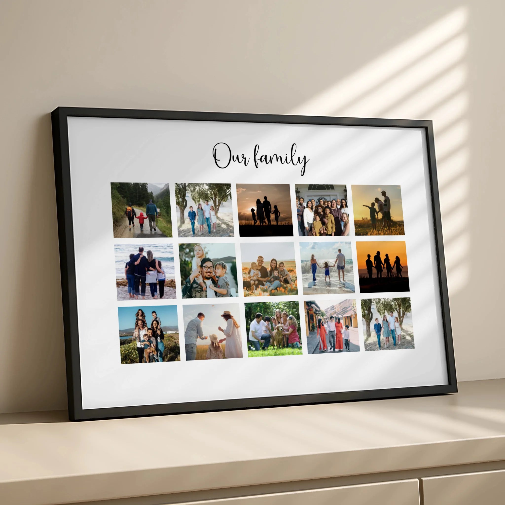 Personalised photo frame gift with multiple family photos and text