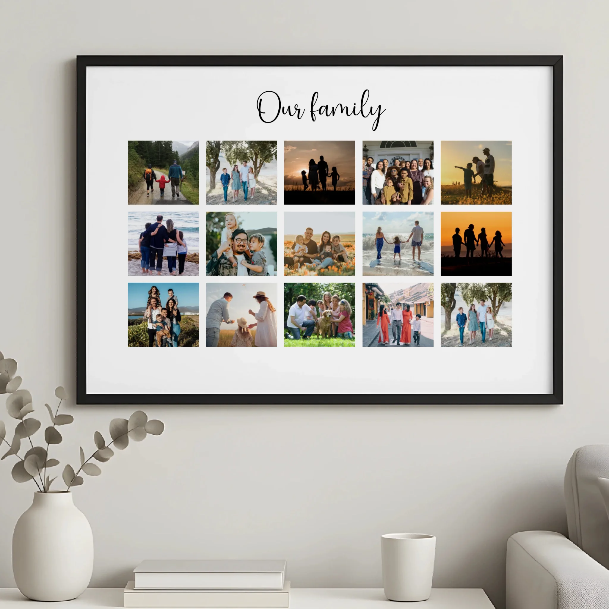 Scottsy personalised photo frame with 15 photos and printed family name