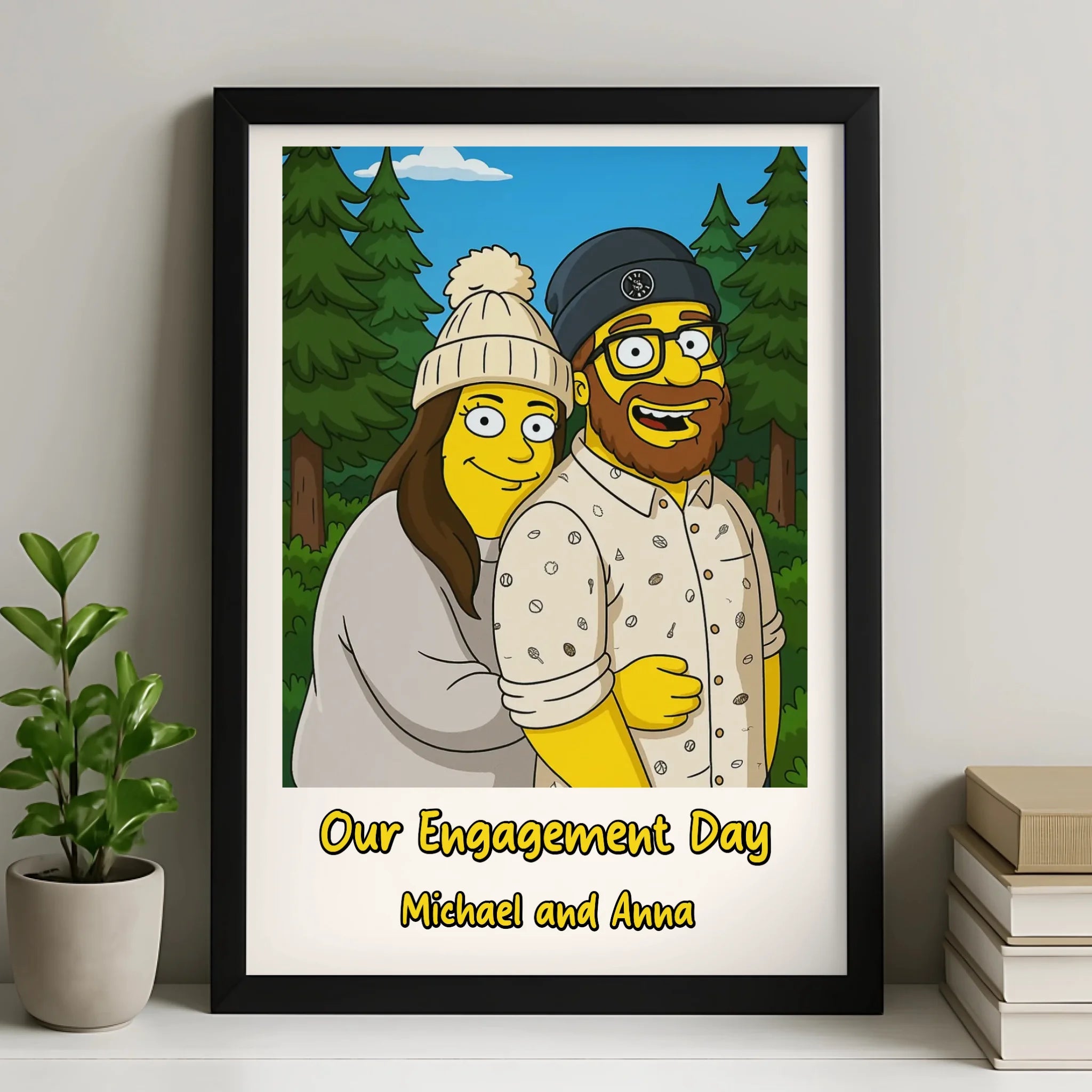 Custom Cartoon Couple Portrait | Personalised Engagement Gift | Fun Illustrated Print from Your Photo