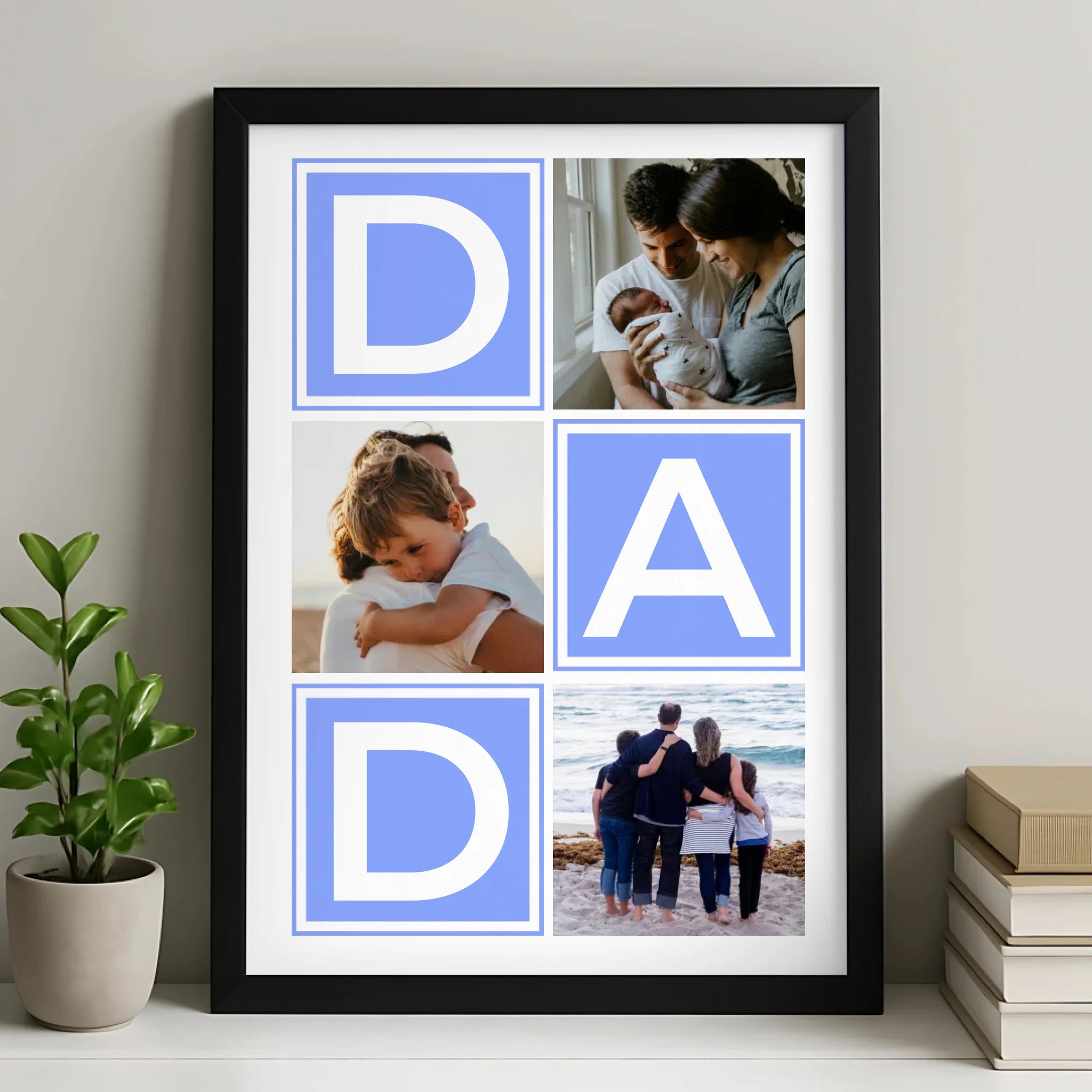 Personalised DAD photo frame with custom collage layout