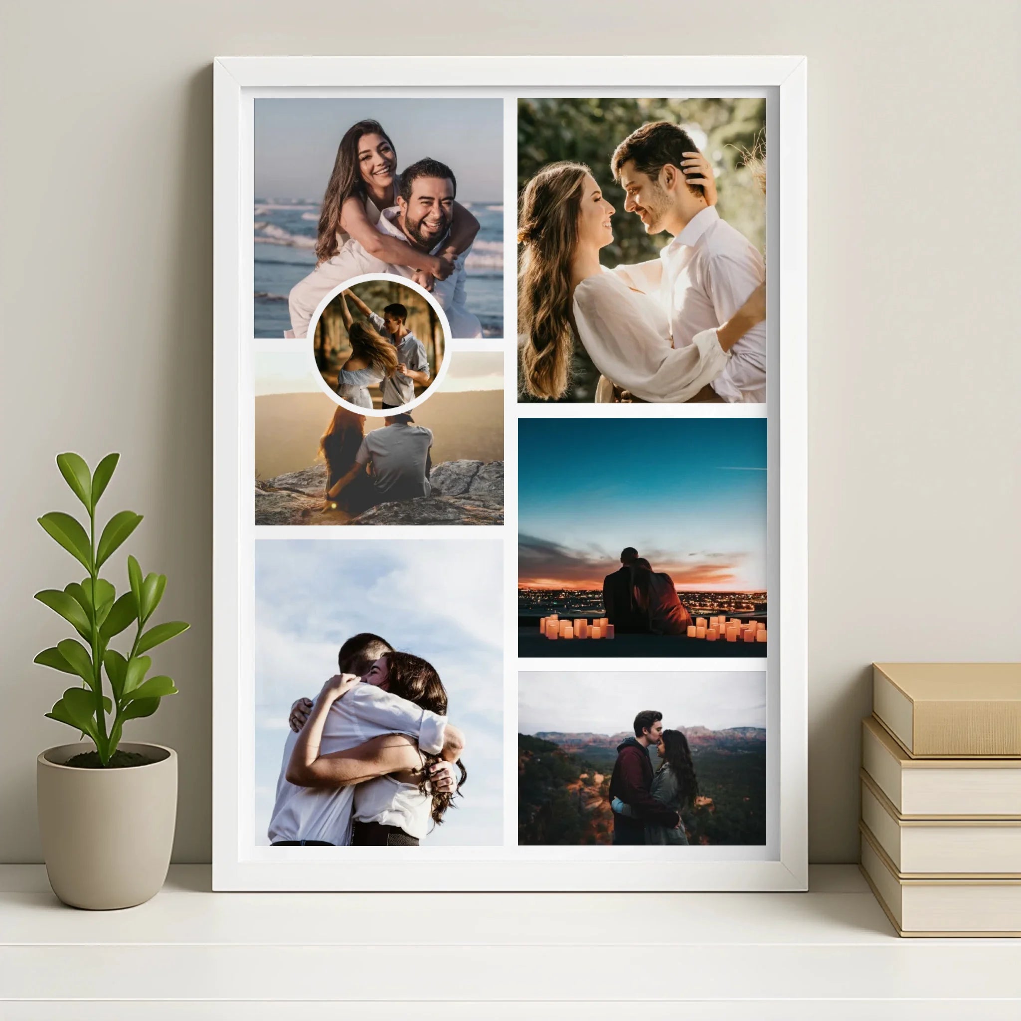 Personalised 7 photo collage print in white frame finish