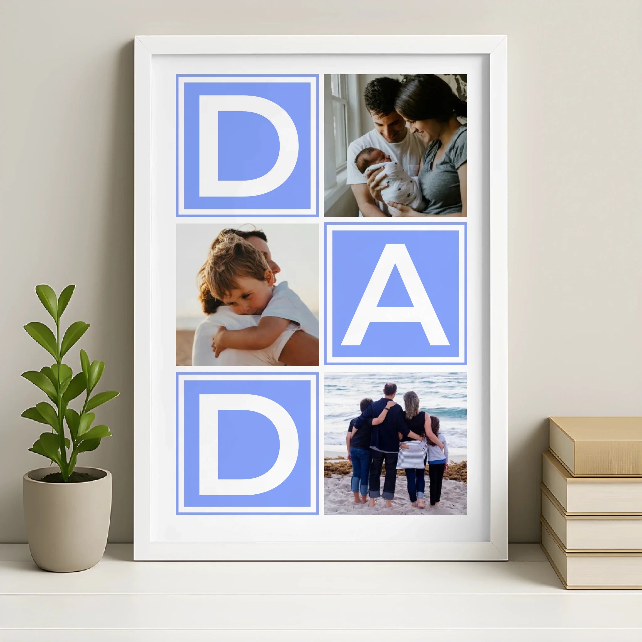 Personalised Dad photo frame in white finish