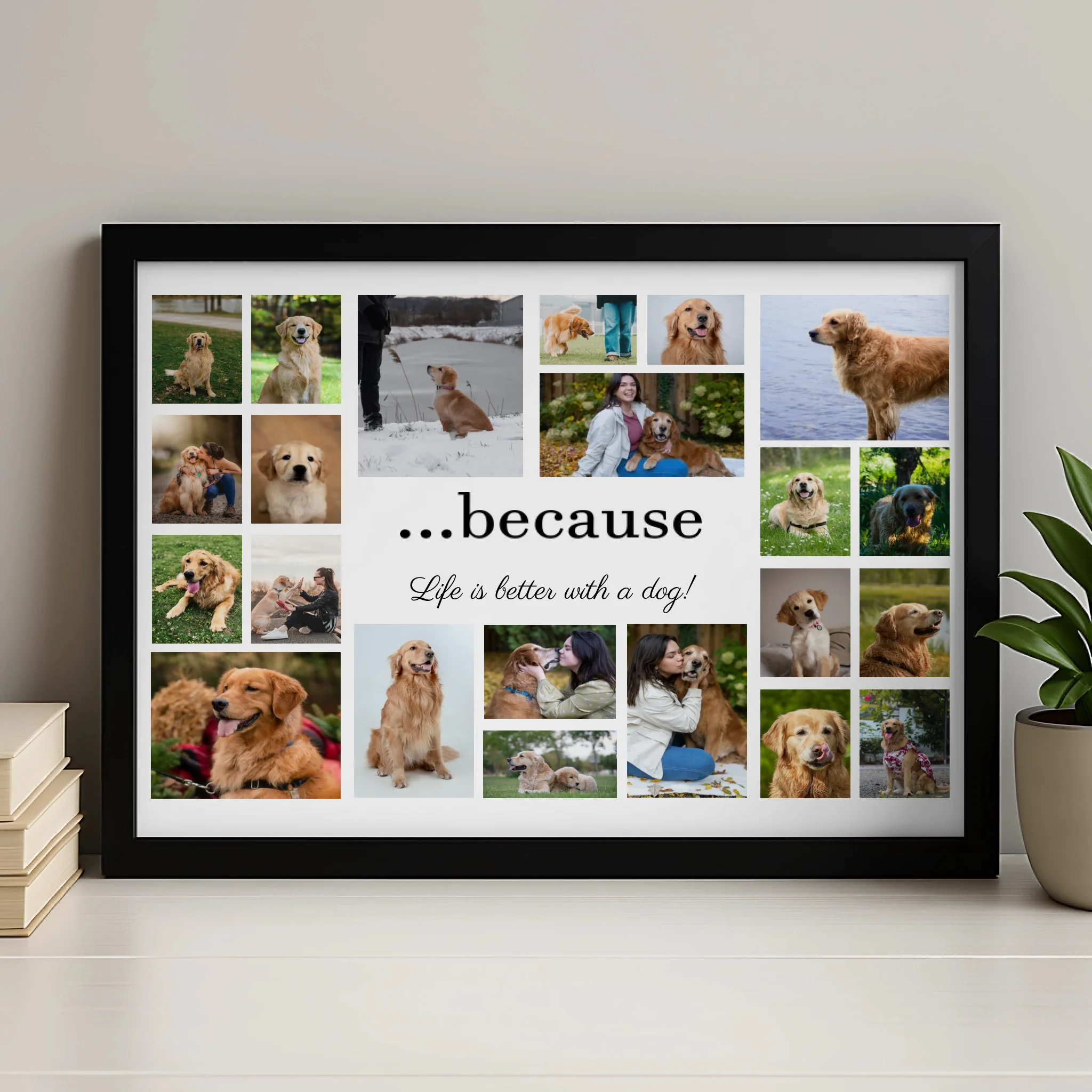 Scottsy personalised dog photo frame gift shown as a wrapped present