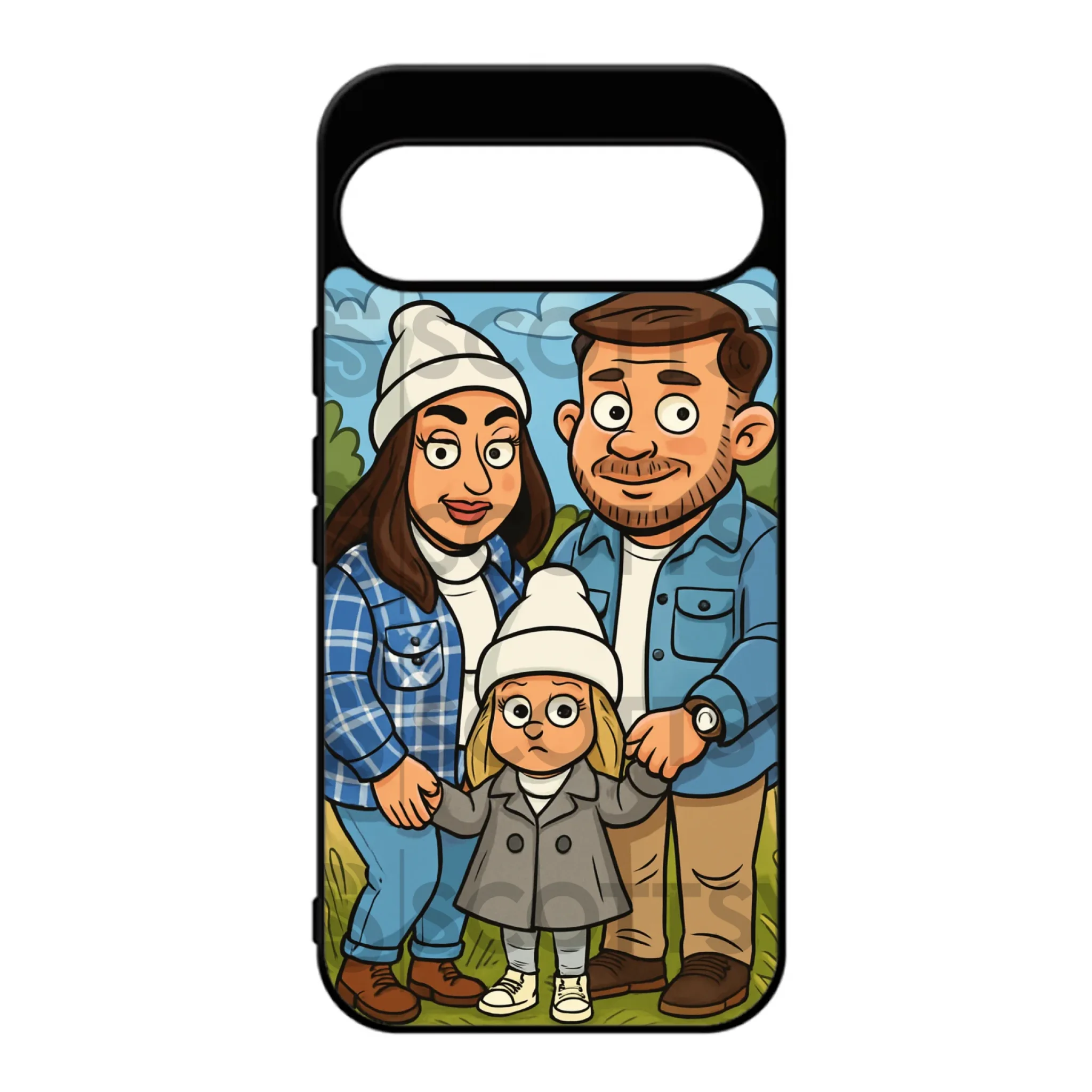 Personalised caricature phone case fitting Google Pixel 9 Pro XL