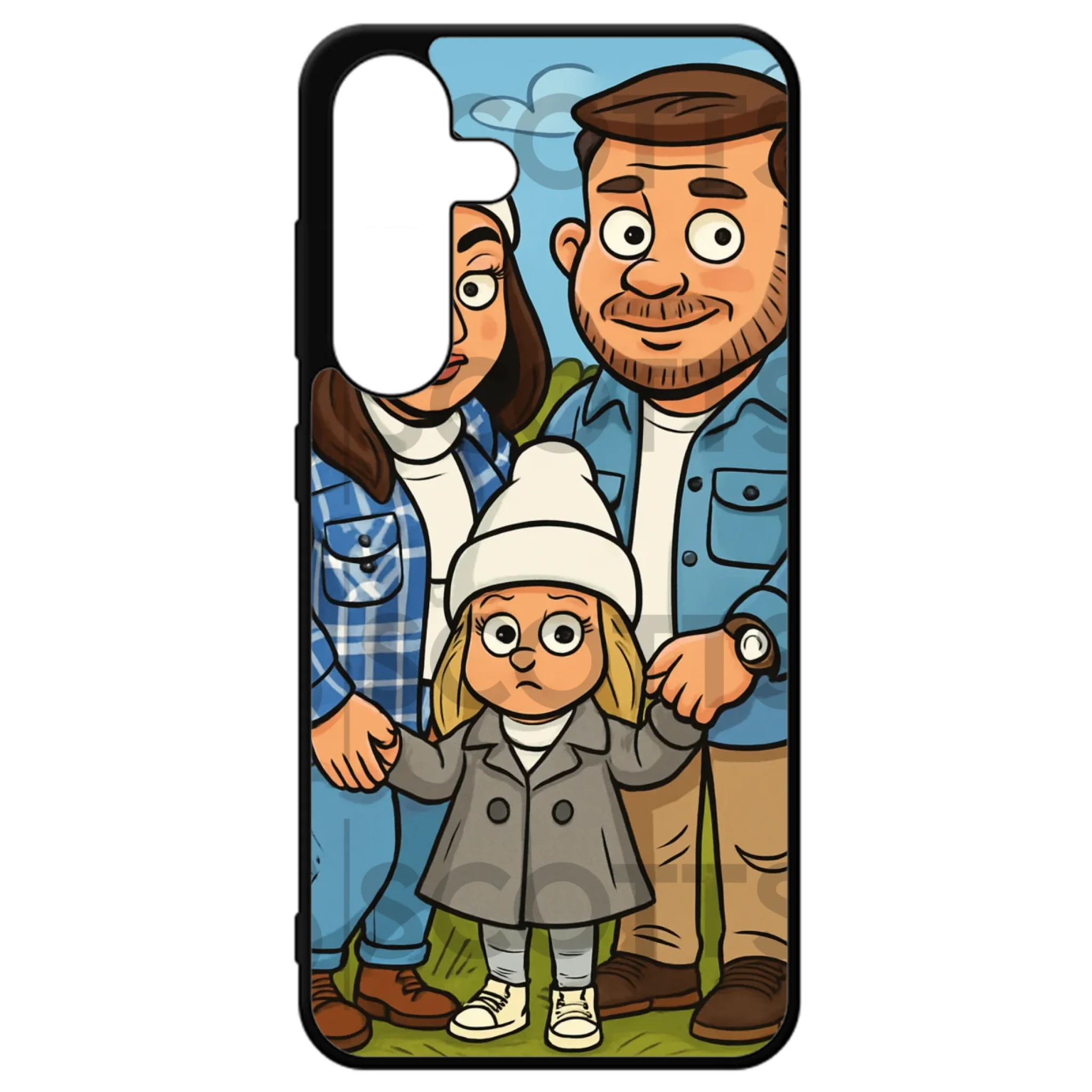 Personalised caricature phone case fitting Samsung Galaxy S25 FE