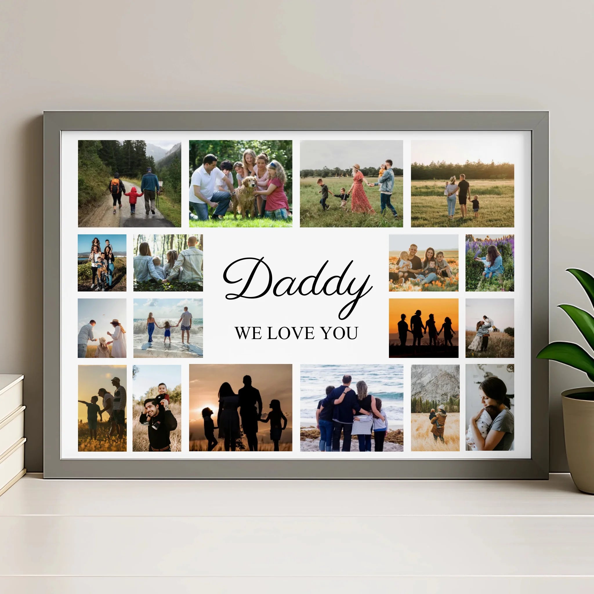 Personalised photo frame in grey finish for dad or Father's Day gift