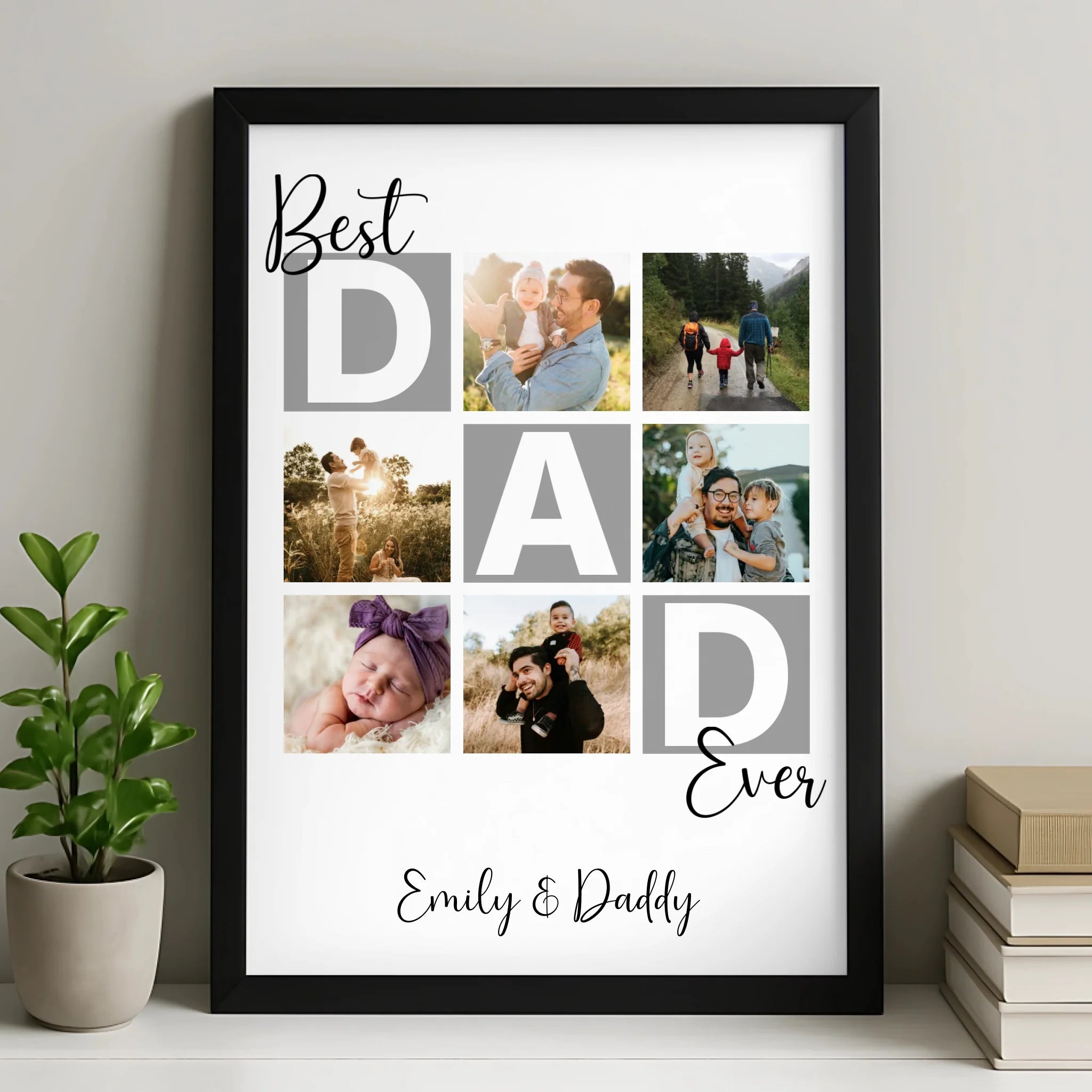Best Dad Ever personalised photo frame with custom photo insert