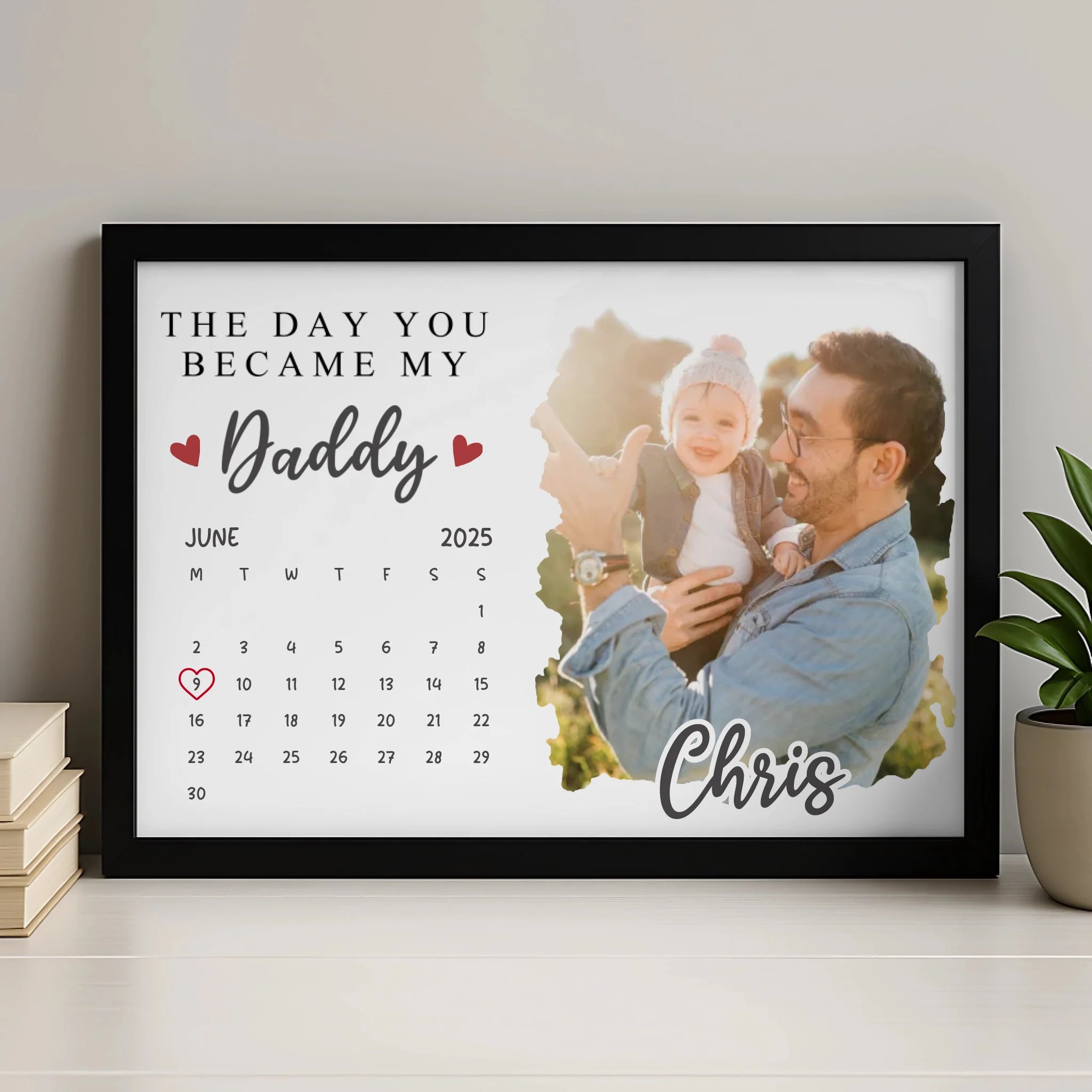 The Day You Became My Daddy personalised photo frame with custom photo and date