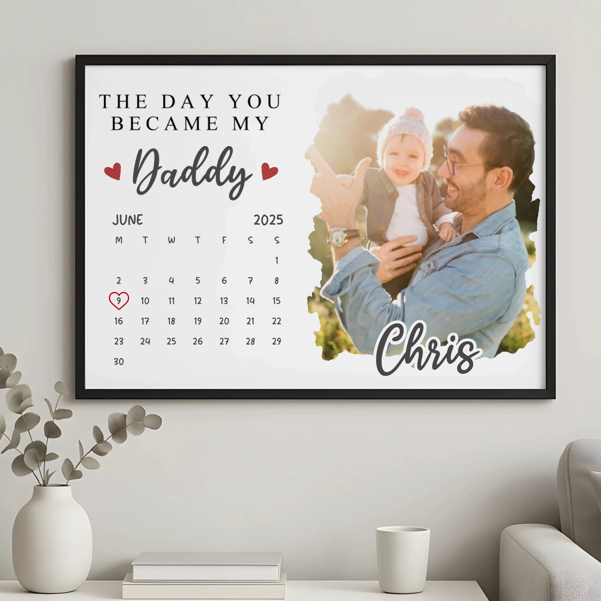 Photo frame gift for dad with personalised message and uploaded photo