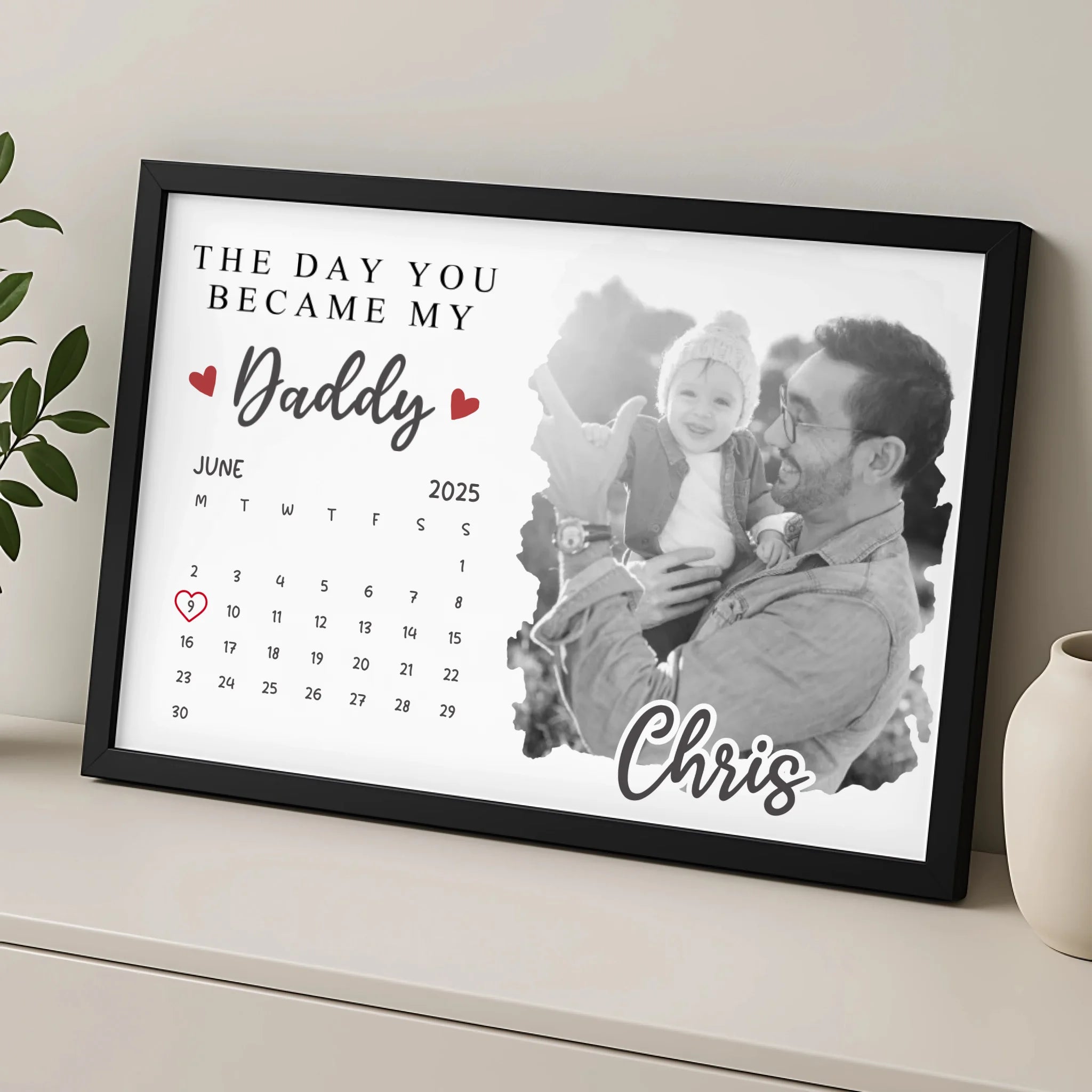 Custom photo frame for dad personalised with a family photo and special date
