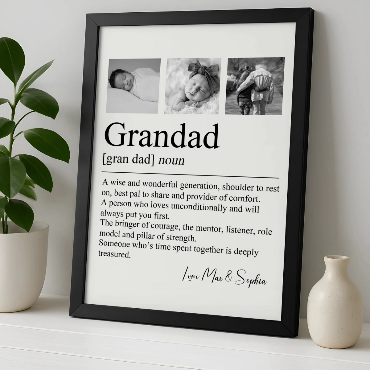 Personalised Grandad Definition Photo Print | Custom Family Dictionary Art | Unique Birthday & Father's Day Keepsake