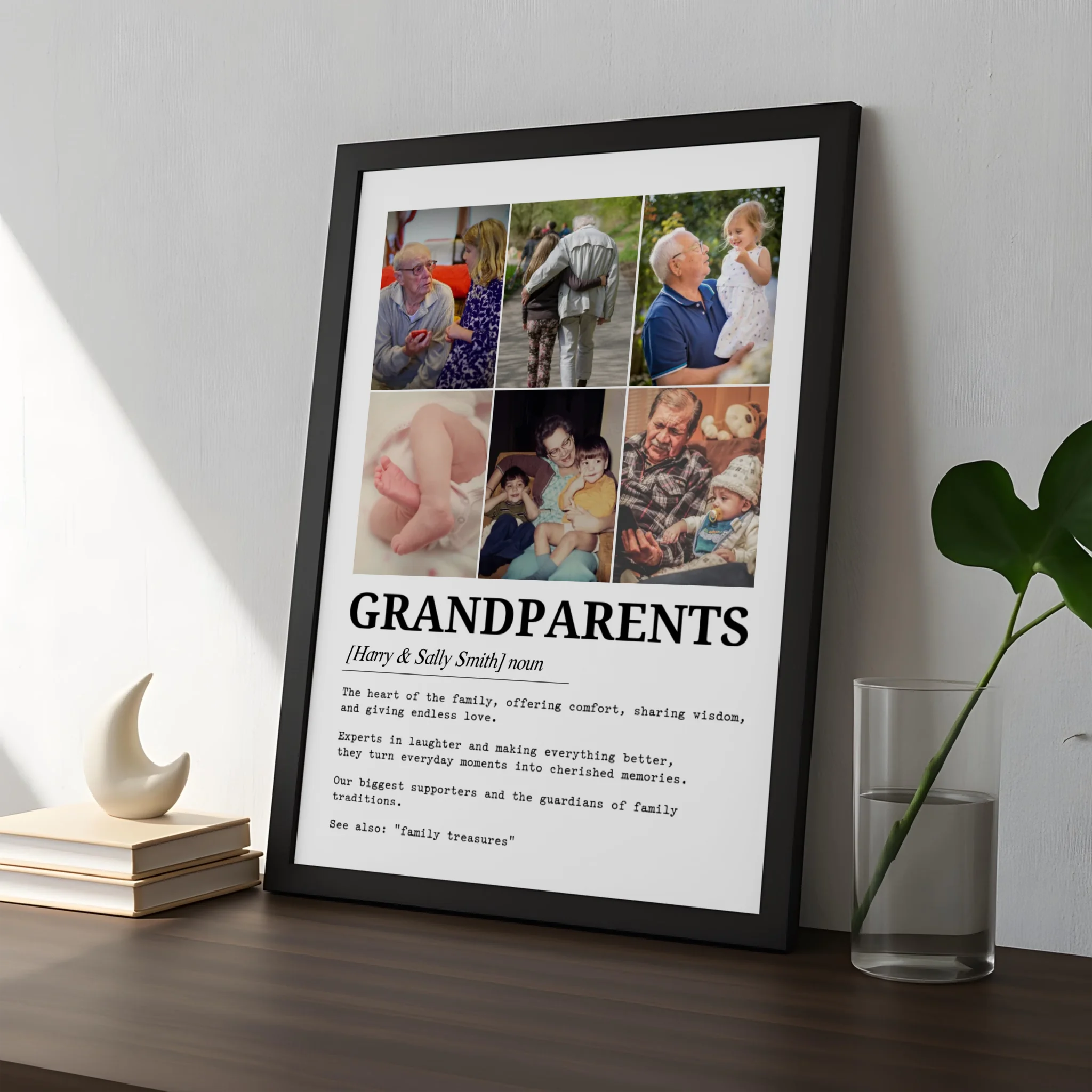 Custom grandparents definition print with six photos as a birthday or anniversary gift