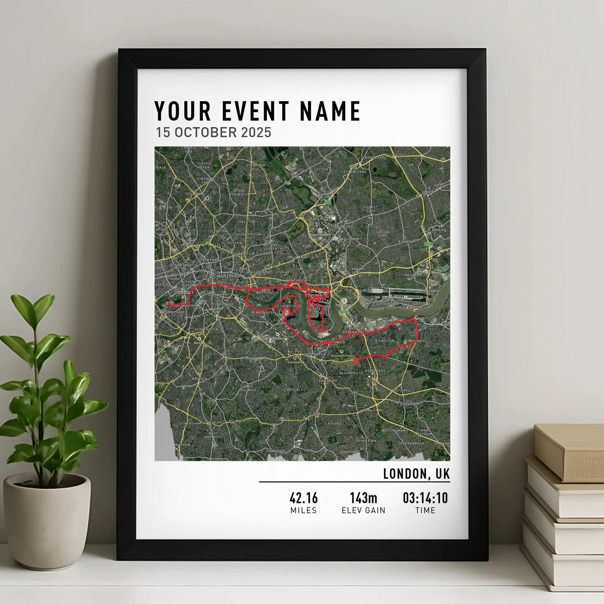 Customised Route Map Print | Personalised Running, Hiking or Cycling Gift | GPX Data or Link App - With Elevation Multiplier