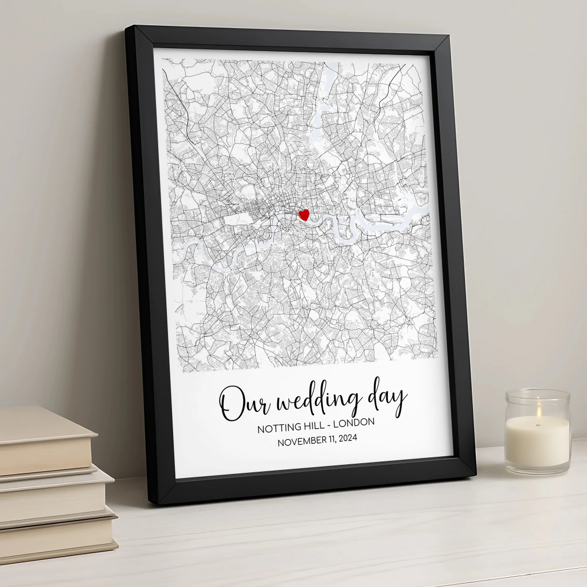 Personalised Minimal Map Print | Custom Location & Text | 18 Map Options | Coordinates