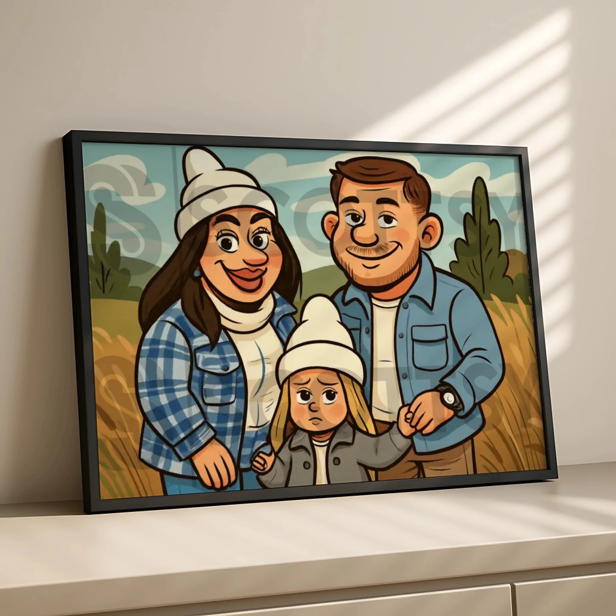 Custom caricature portrait frame gift for couples