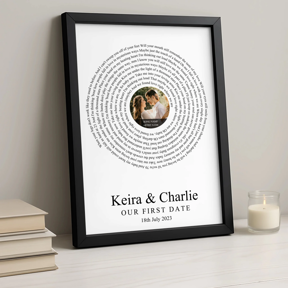 Personalised Song & Lyrics Print | Anniversary, Wedding or First Date Gift | For Couples