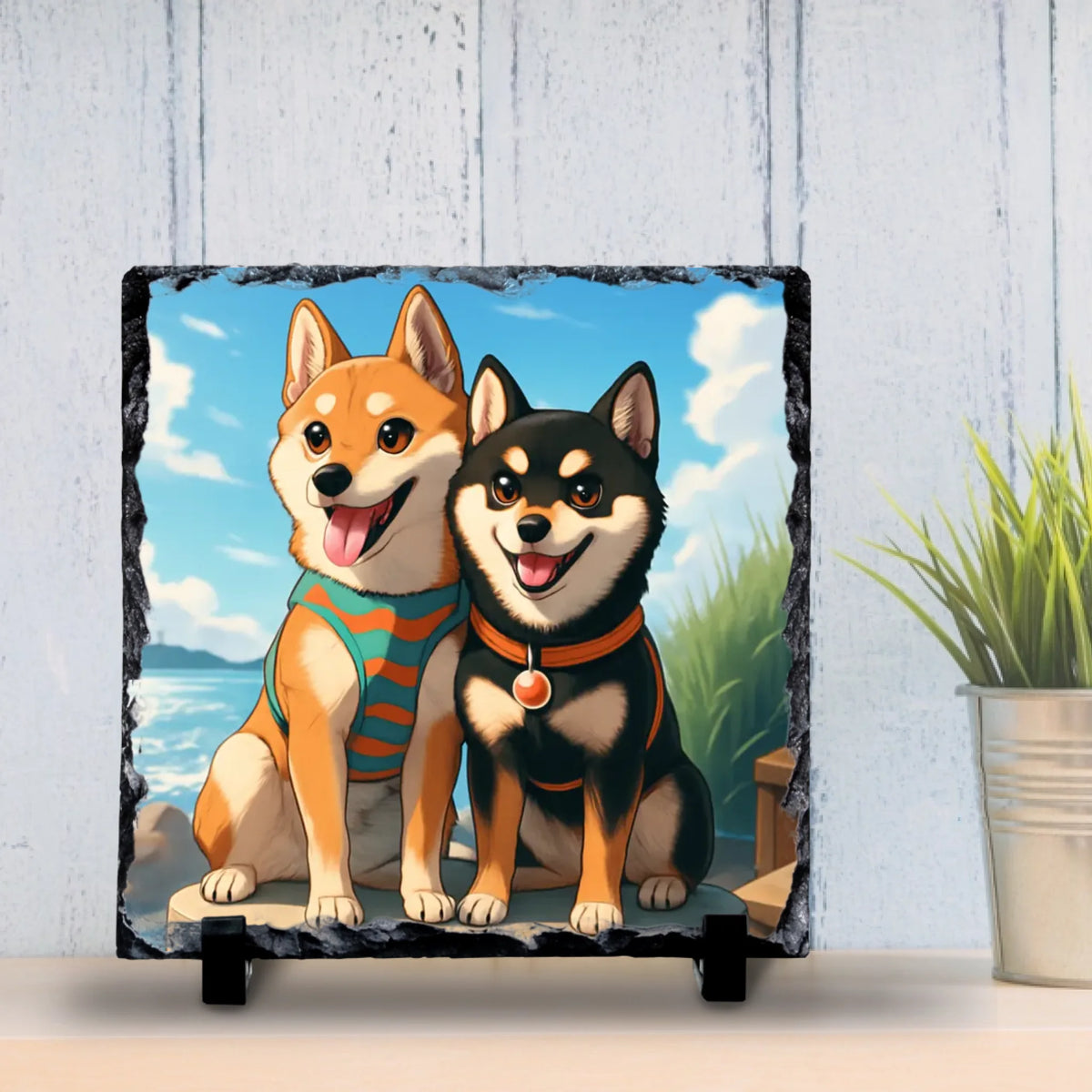 Custom Personalised Pet Anime Photo Slate – Cartoon Portrait Keepsake from Pet Photo