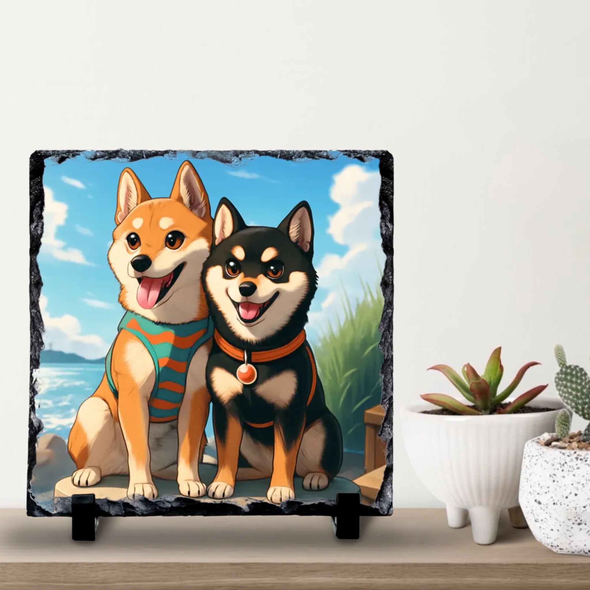 Custom Personalised Pet Anime Photo Slate – Cartoon Portrait Keepsake from Pet Photo