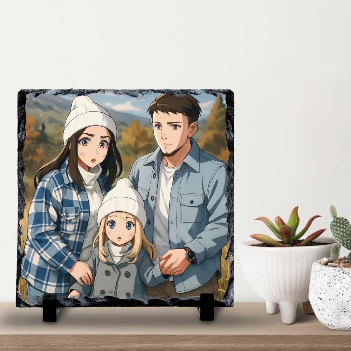 Custom Personalised Anime Photo Slate – Transform Your Family Photo into Anime Style Art