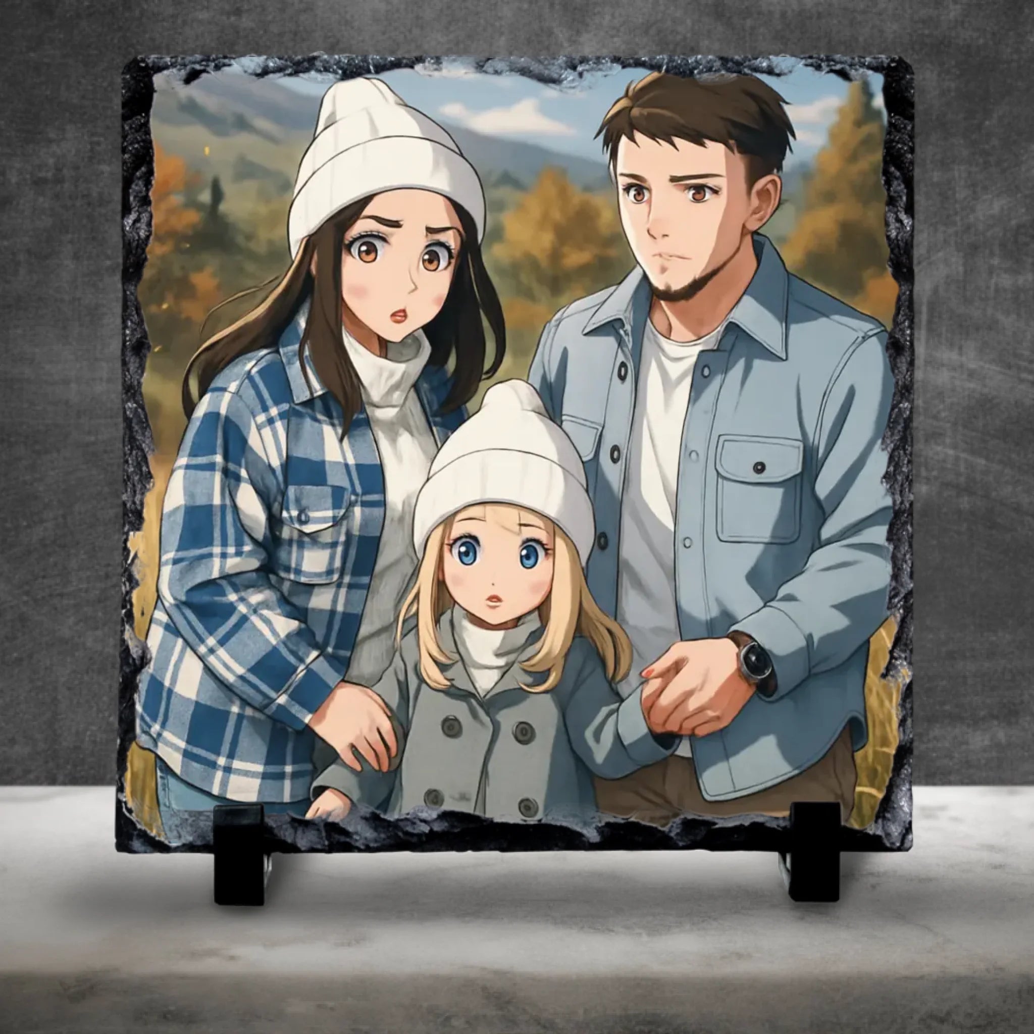 Custom Personalised Anime Photo Slate – Transform Your Family Photo into Anime Style Art