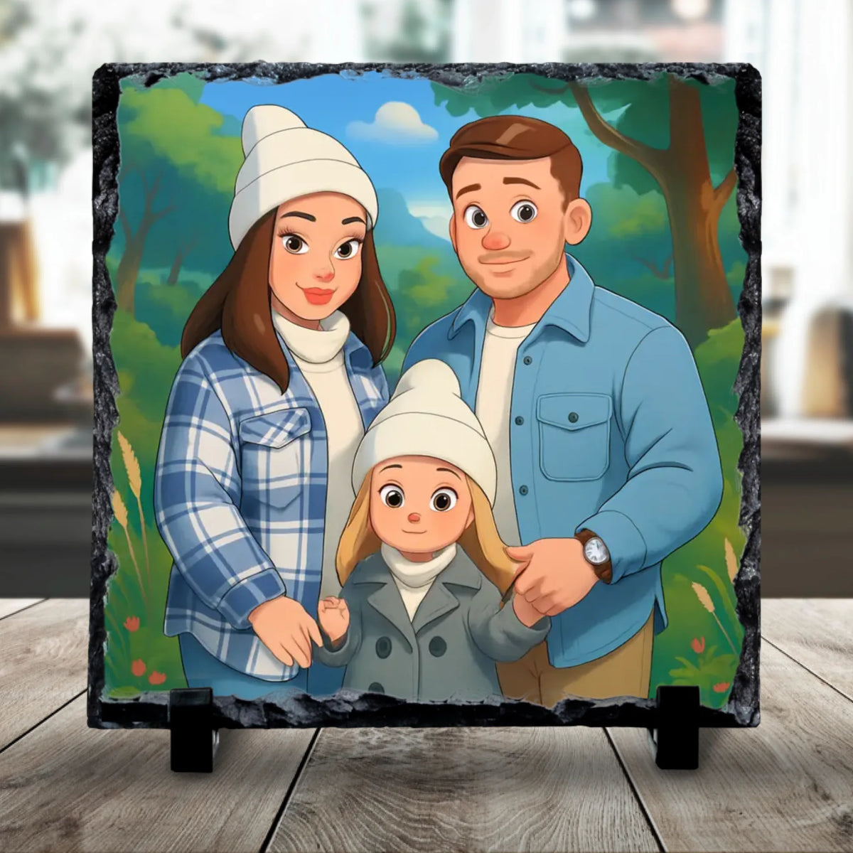 Custom Personalised Cartoon Portrait on Slate – Fairytale Style Gift