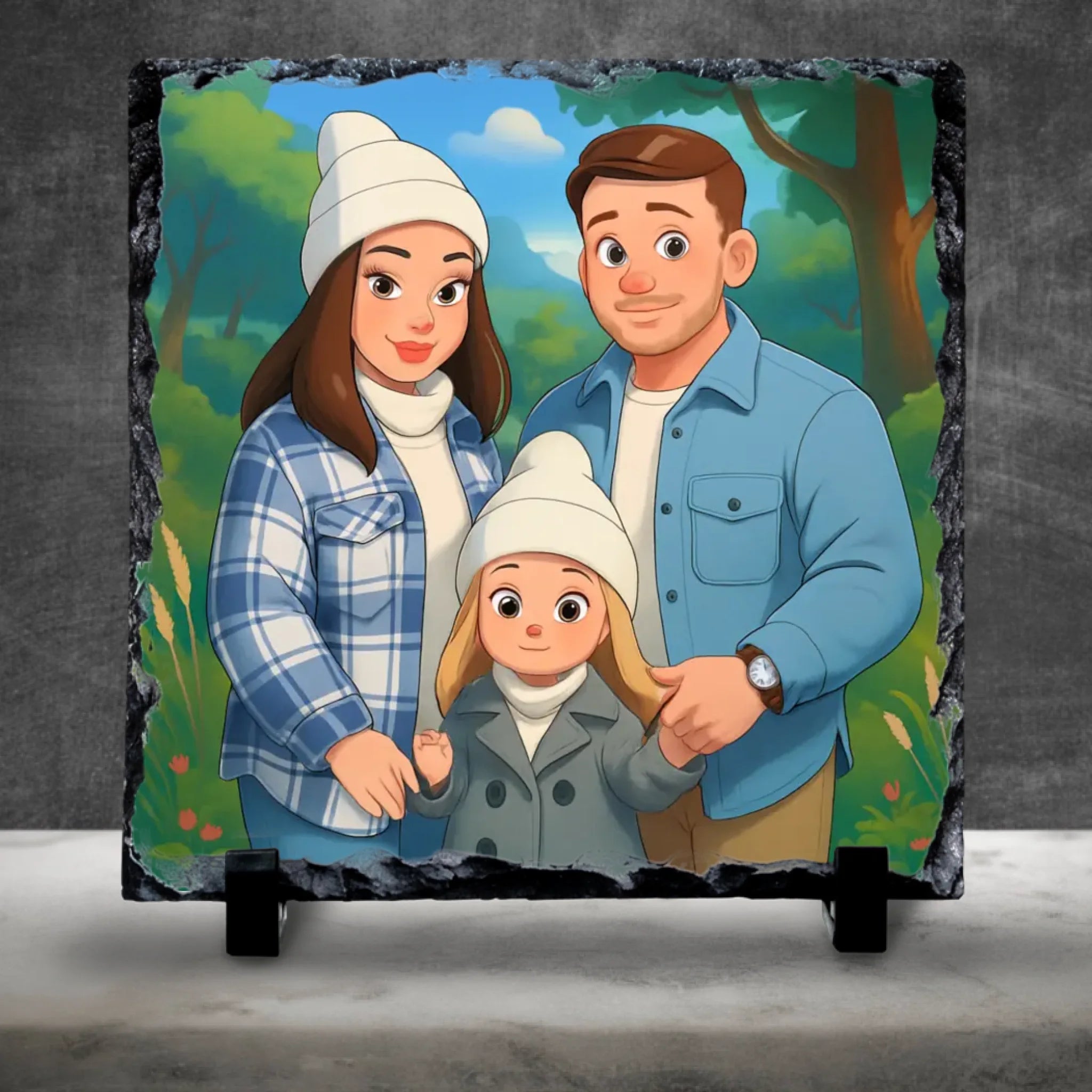Custom Personalised Cartoon Portrait on Slate – Fairytale Style Gift