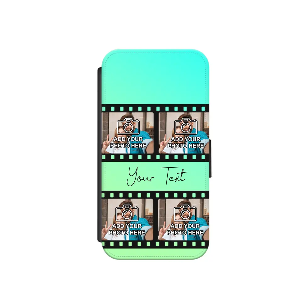 Film Reel No.2 Custom Photos Personalised Faux Leather Flip Case Wallet for iPhone / Samsung