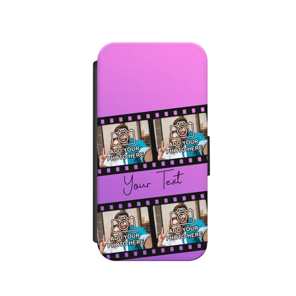 Film Reel No.1 Custom Photos Personalised Faux Leather Flip Case Wallet for iPhone / Samsung