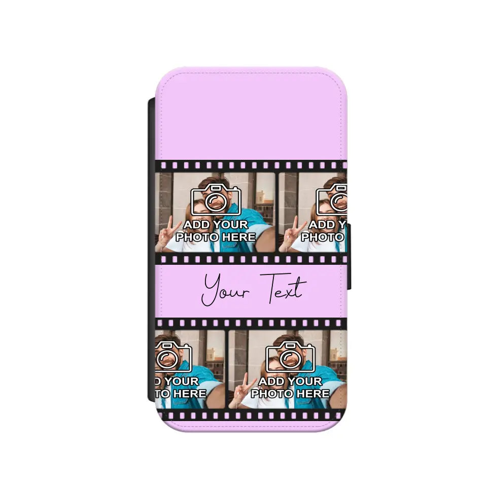 Custom Personalised Film Reel No.3 Faux Leather Flip Case Wallet for iPhone / Samsung