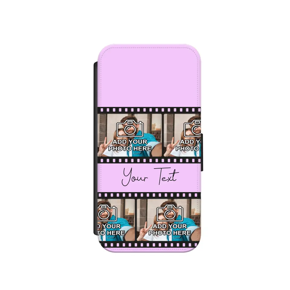 Custom Personalised Film Reel No.3 Faux Leather Flip Case Wallet for iPhone / Samsung