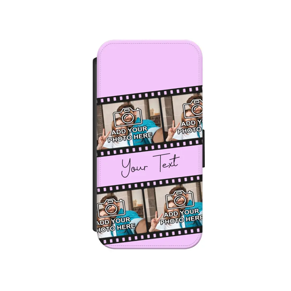 Custom Personalised Film Reel No.4 Faux Leather Flip Case Wallet for iPhone / Samsung
