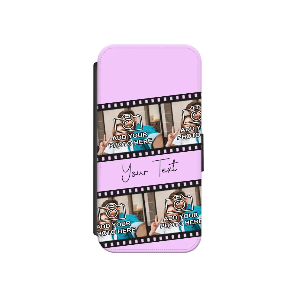 Custom Personalised Film Reel No.4 Faux Leather Flip Case Wallet for iPhone / Samsung
