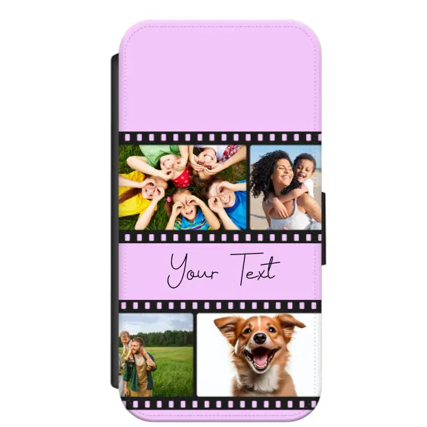 Custom Personalised Film Reel No.3 Faux Leather Flip Case Wallet for iPhone / Samsung