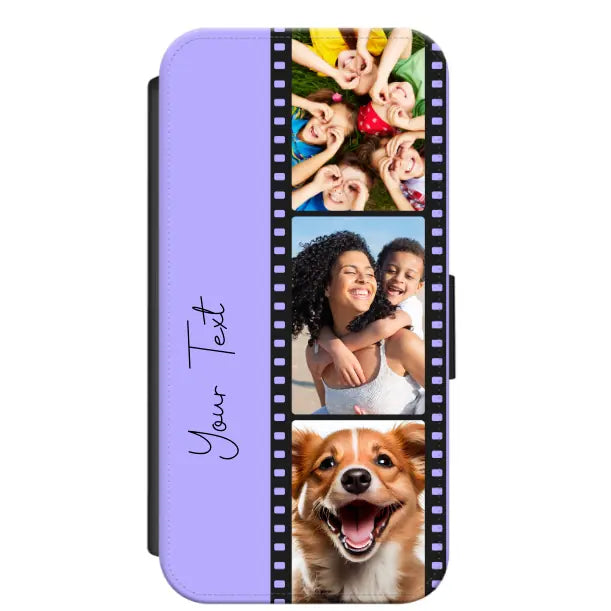 Custom Personalised Film Reel No.5 Faux Leather Flip Case Wallet for iPhone / Samsung