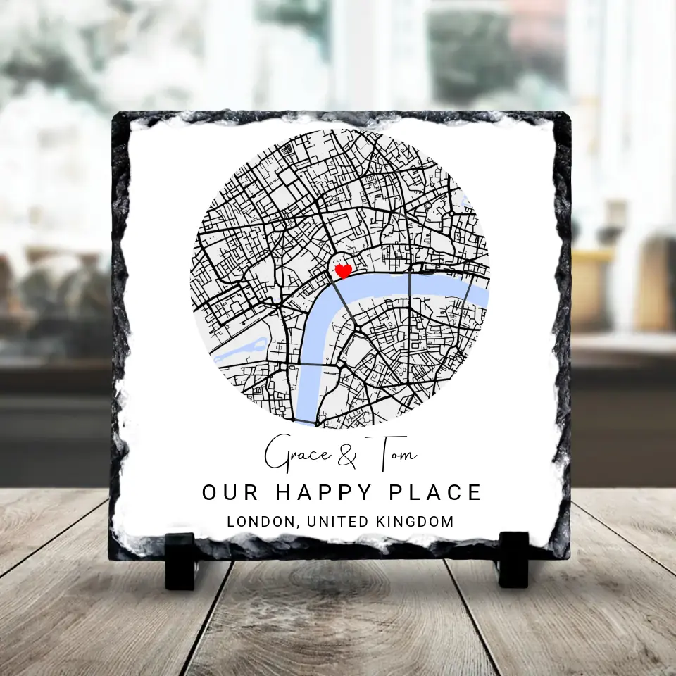 Custom Personalised Couples Circle Map Slate - Custom Locations & Special Moments