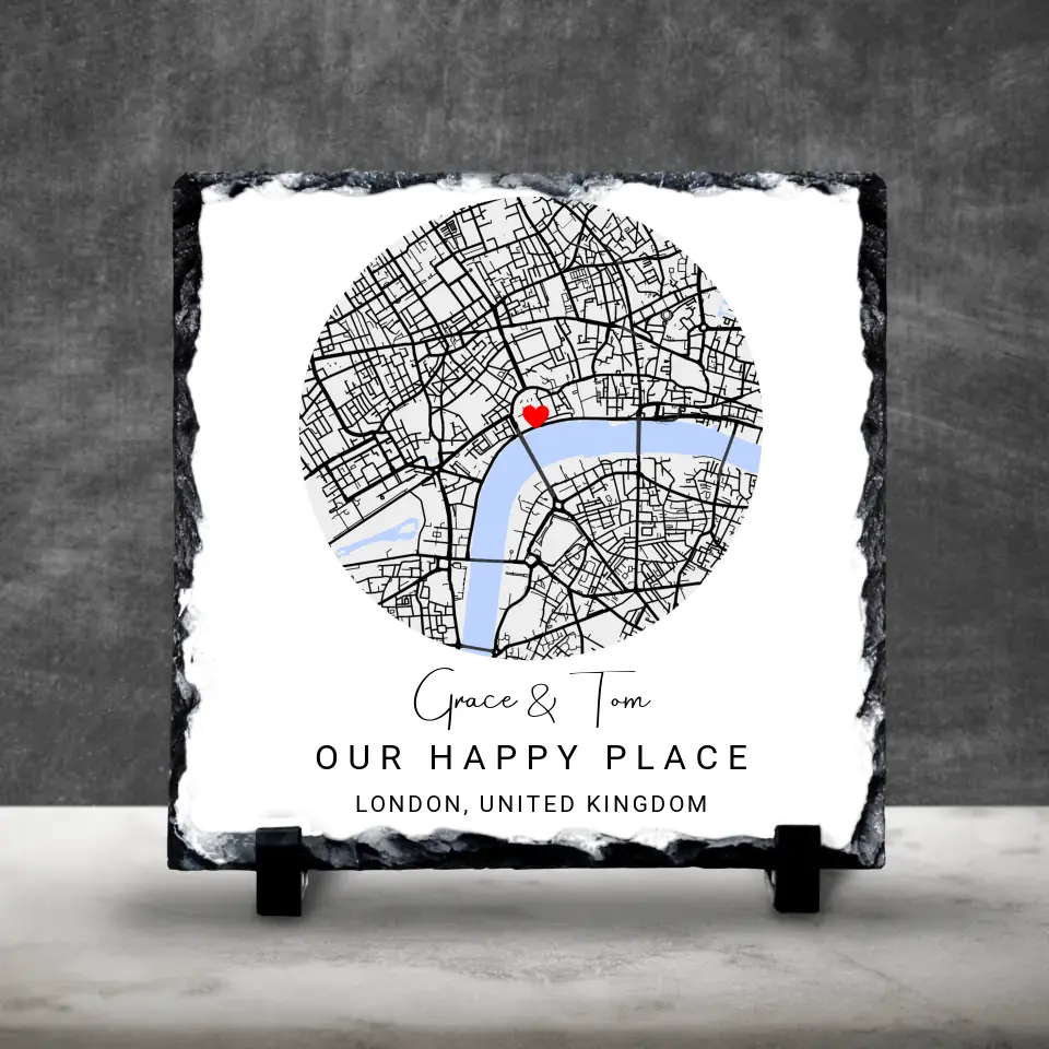 Custom Personalised Couples Circle Map Slate - Custom Locations & Special Moments