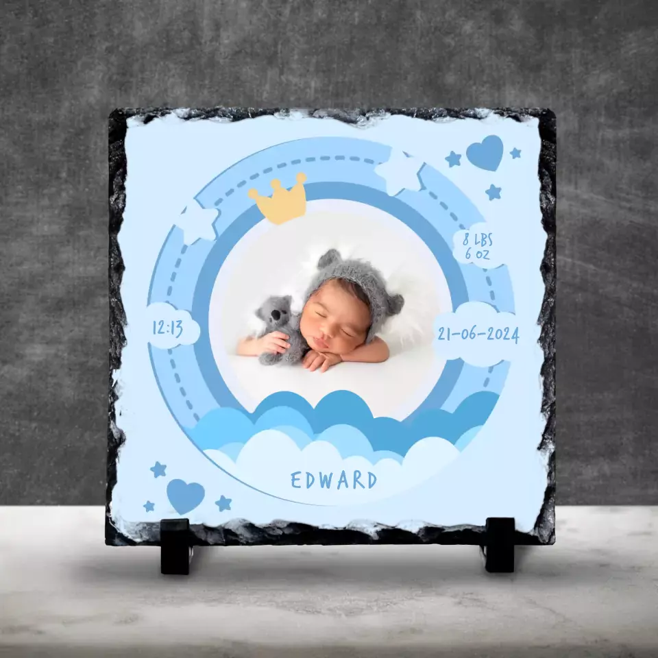 Custom Personalised Birth Announcement Photo Slate