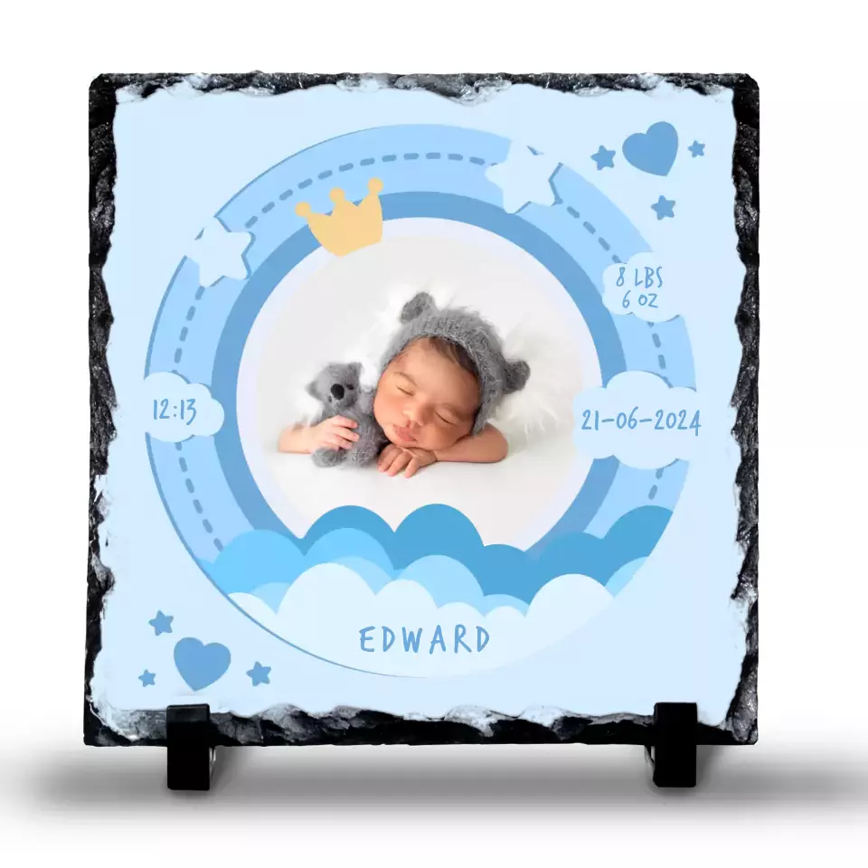 Custom Personalised Birth Announcement Photo Slate