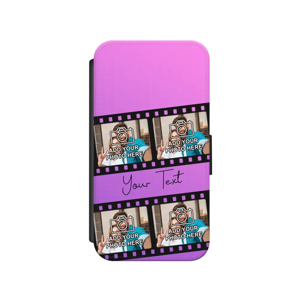 Film Reel No.1 Custom Photos Personalised Faux Leather Flip Case Wallet for iPhone / Samsung